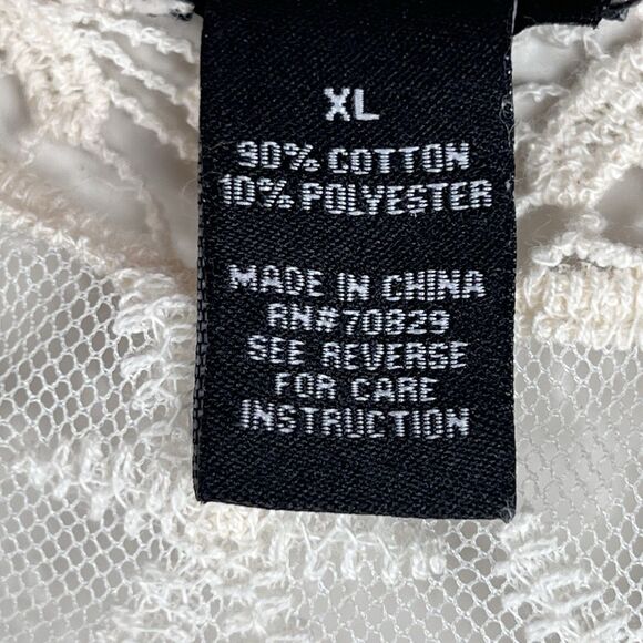 Rue 21 Sz XL Sheer Lace Tank Top Blouse Ivory Scalloped Hem Embroidered Layering - Picture 4 of 7